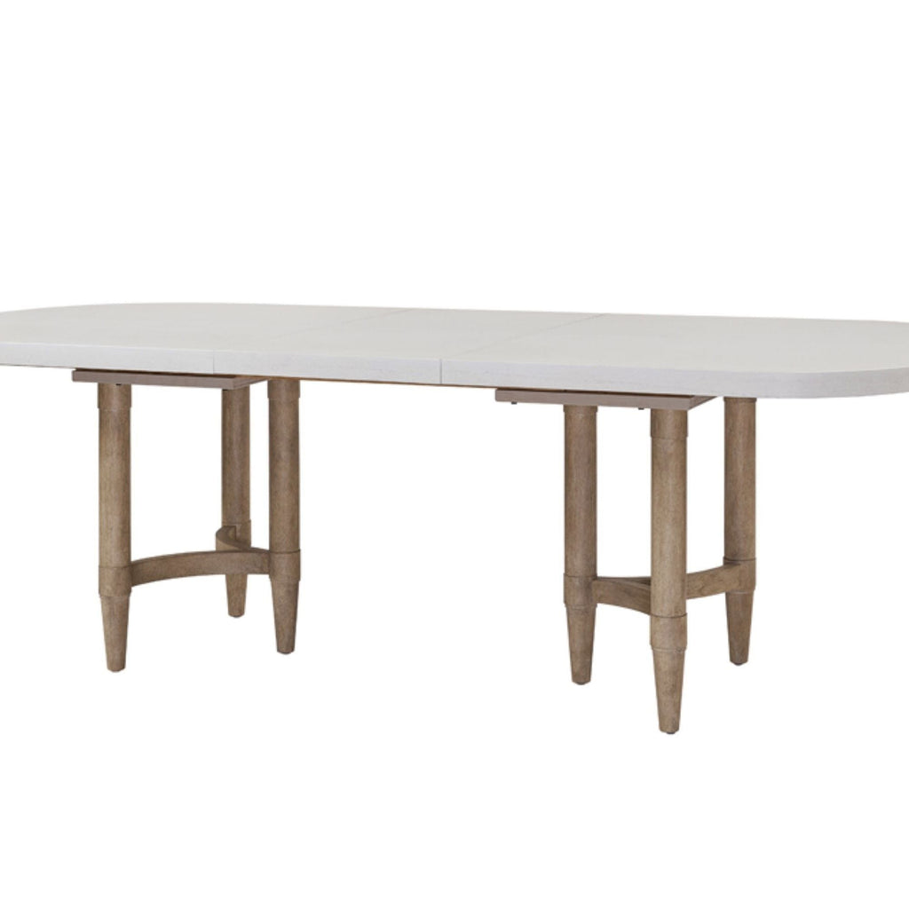Double Pedestal Dining Table with Expandable Leaf - Sand