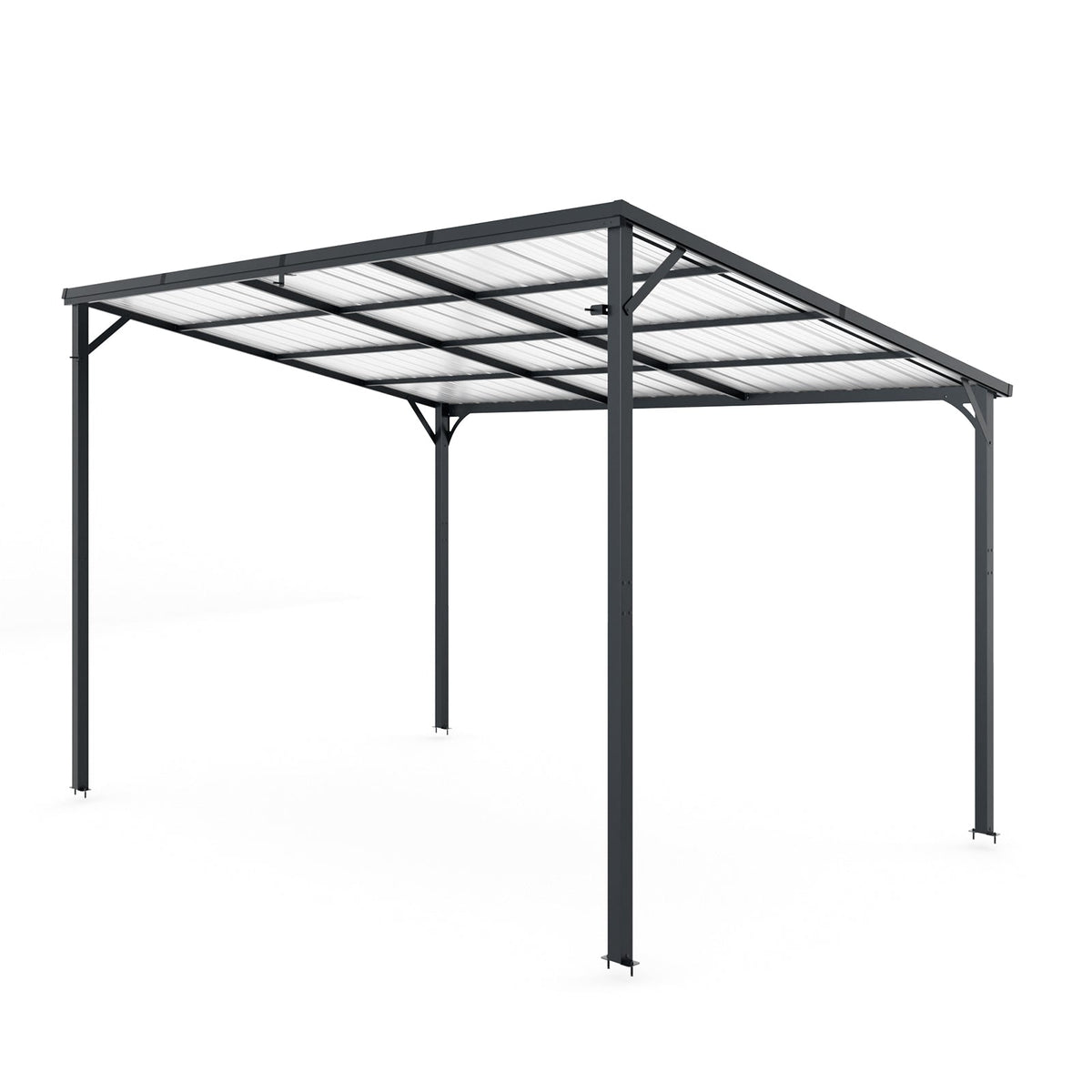 Galvanized Steel Lean-to Pergola with Wall Mount - 12' x 8'