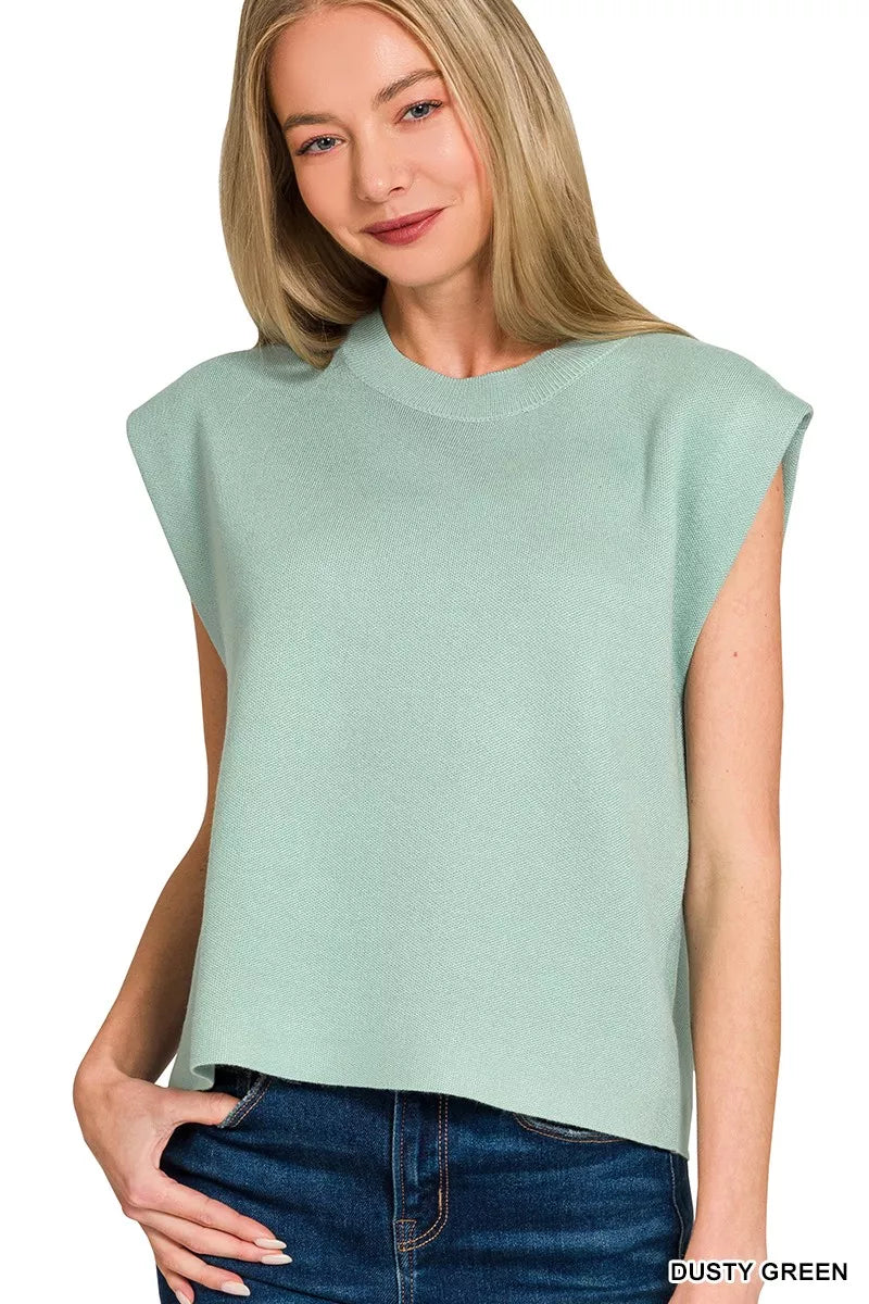 Zenana Round Neck Viscose Sweater Vest