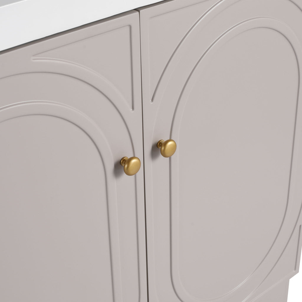 Modern Freestanding Bathroom Vanity with Soft Close Cabinet Doors - Pearl Silver, White, or Dark Green