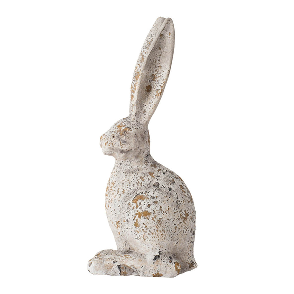 Weathered Cement Rabbit Statue with Rustic Finish - Cement