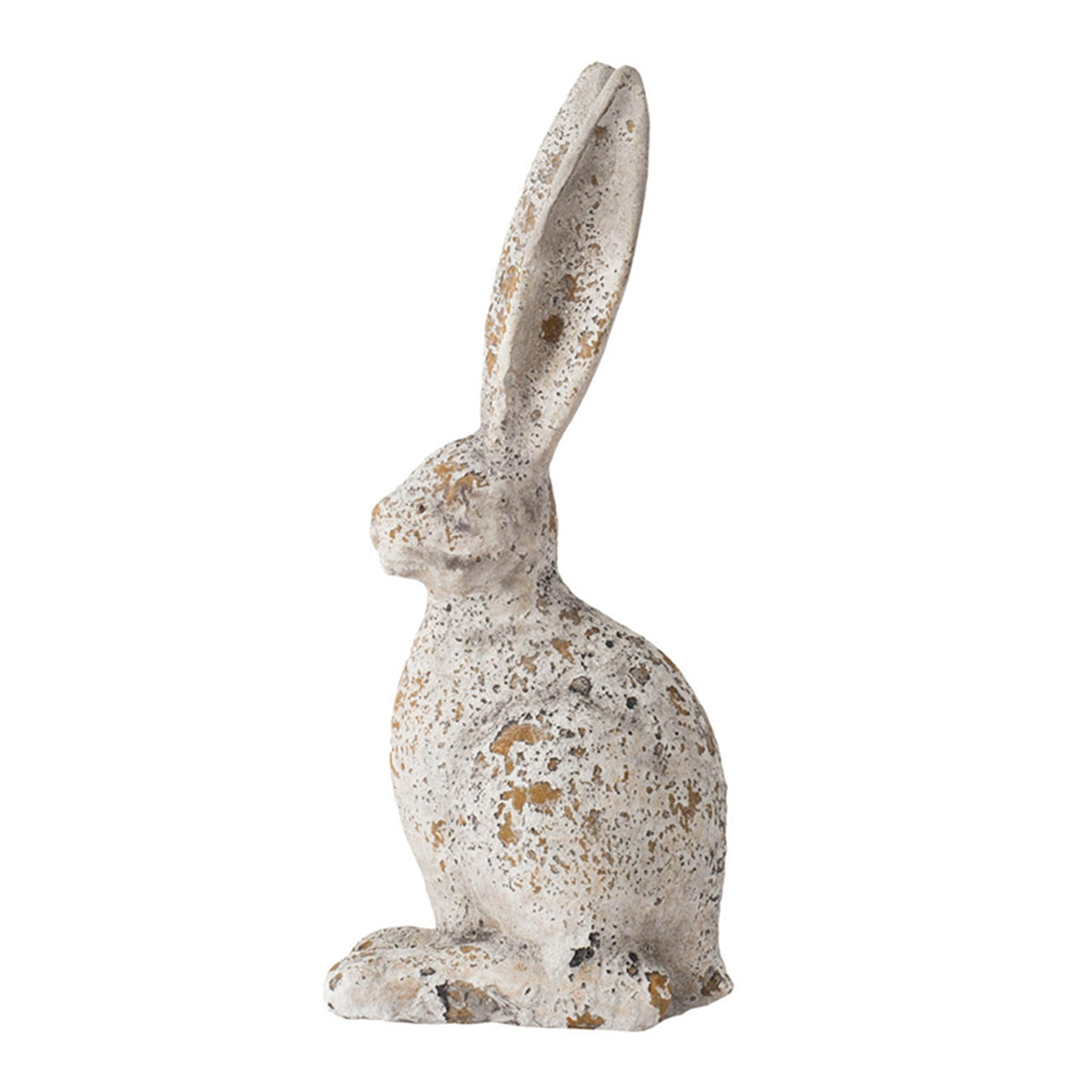 Weathered Cement Rabbit Statue with Rustic Finish - Cement
