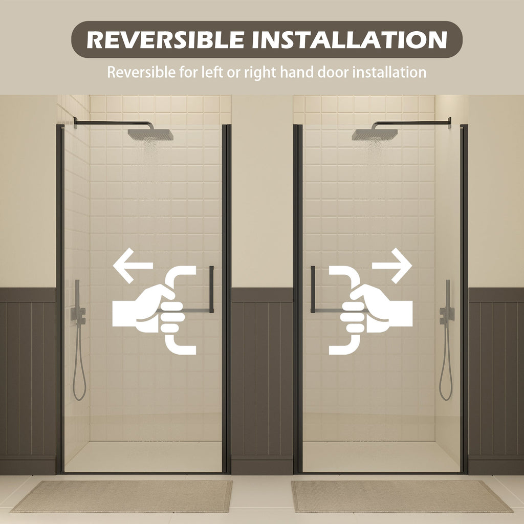 Frameless Pivot Shower Door with Clear Tempered Glass - Matte Black