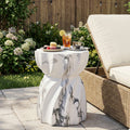 Modern Outdoor Concrete Side Table with Sculptural Design - Grey