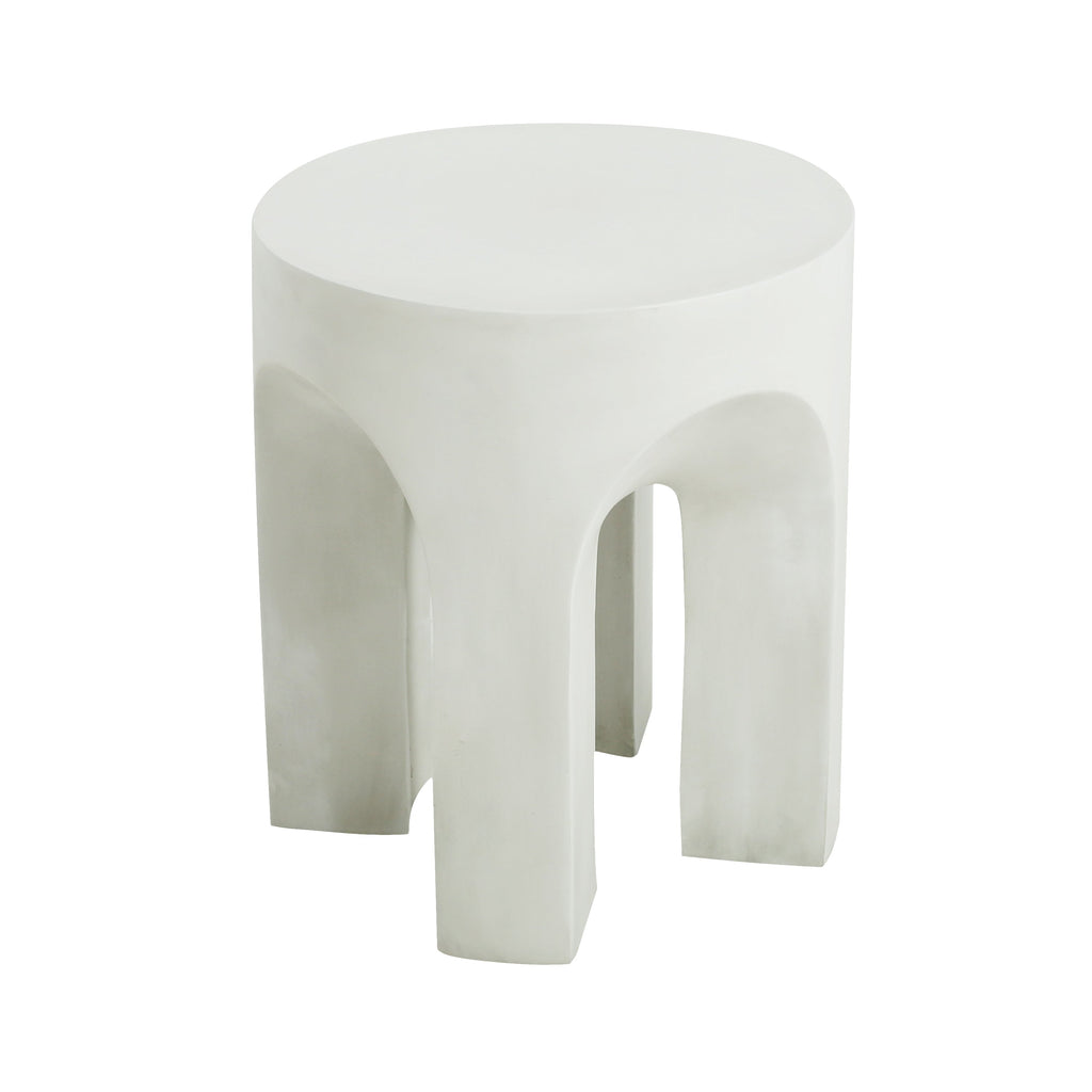Outdoor MGO Round Top Side Table with Stable Four-Leg Design - Antique White