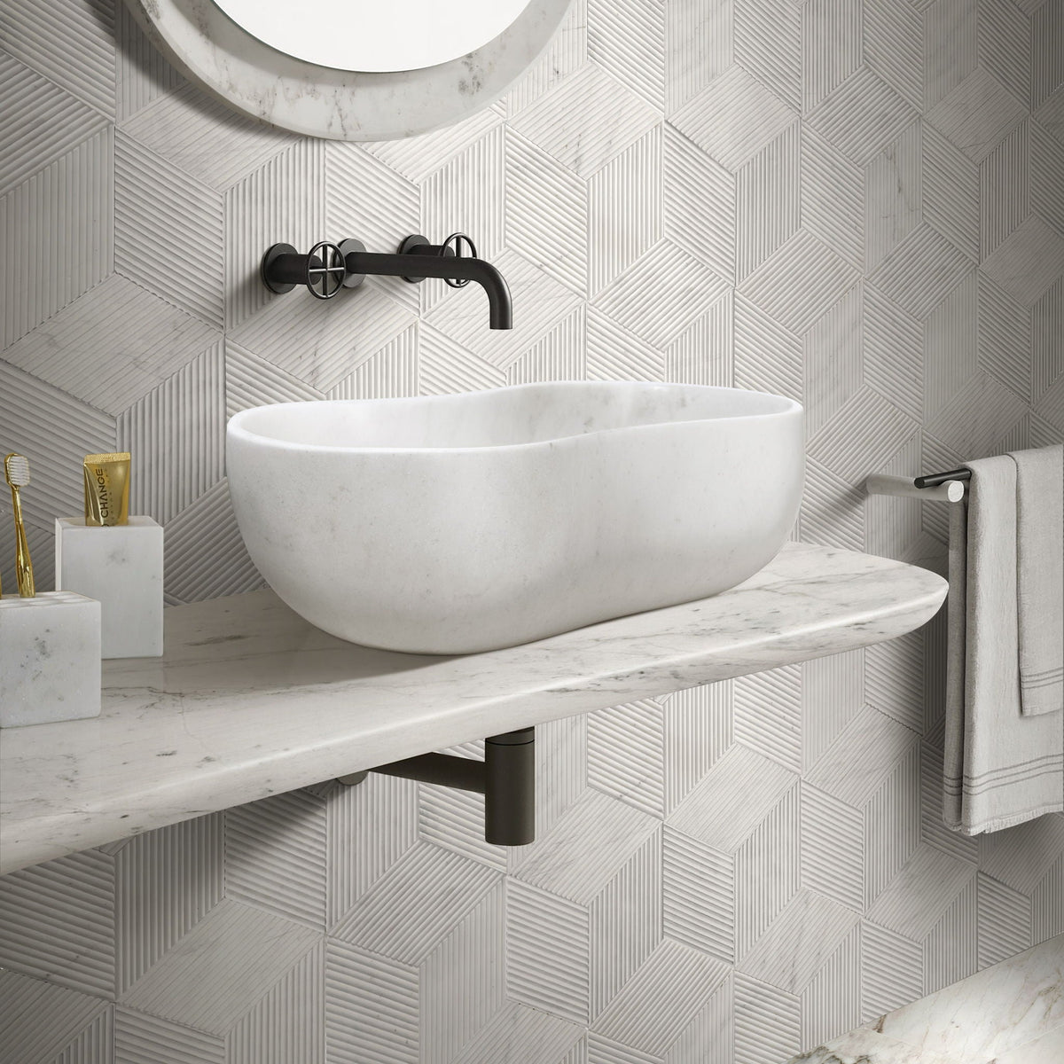 Bathroom Vessel Sink With Wavy Design