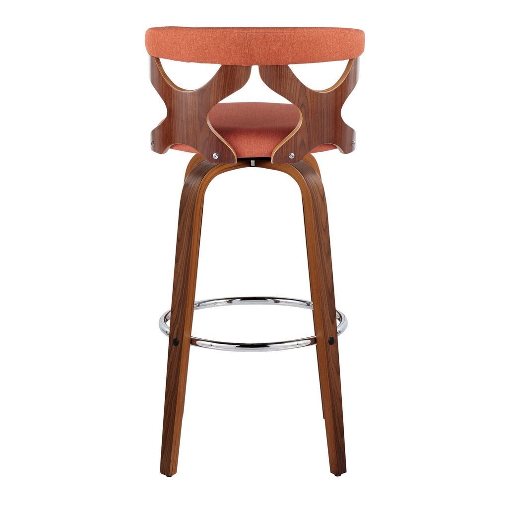 Mid Century Modern Swivel Barstool Set with Padded Upholstery - Multiple Colors