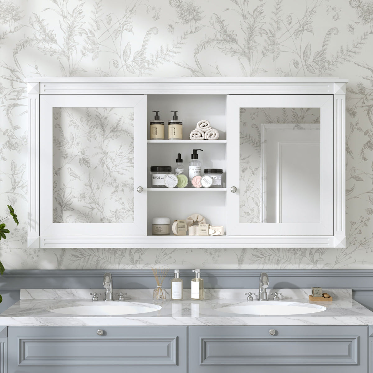 Modern Wall-Mount 2 In 1 Mirror Cabinet