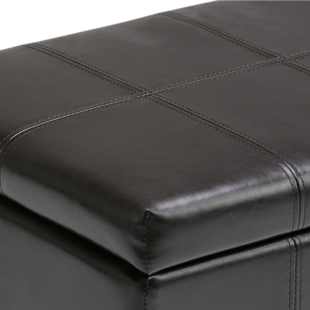 Multifunctional Storage Ottoman Bench with Safety Hinge - Dark Brown or Black