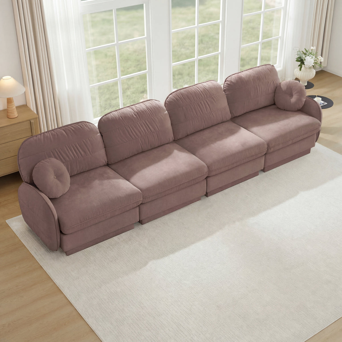137" Chenille Cloud 4-Seater Sofa with Quilted Cushions - Chenille
