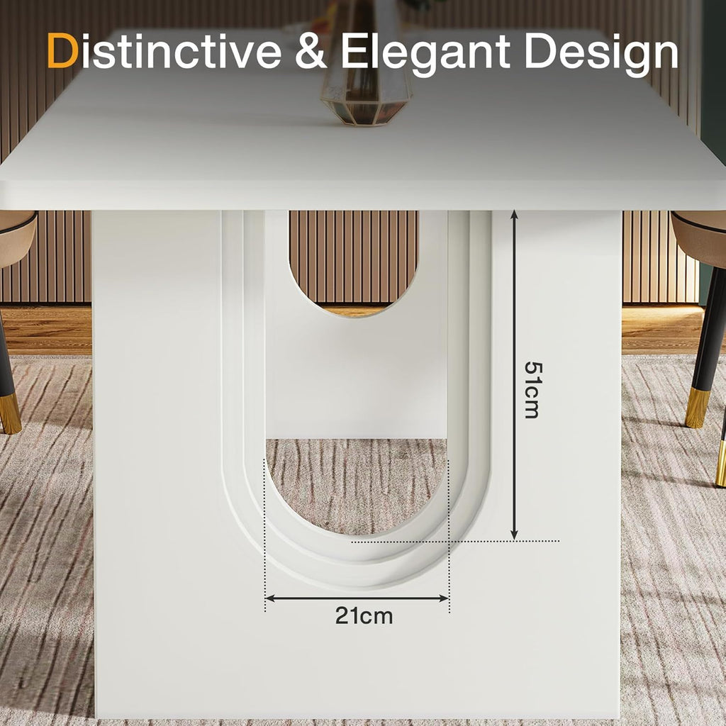Rectangular Dining Table with Pedestal Base - Black or White
