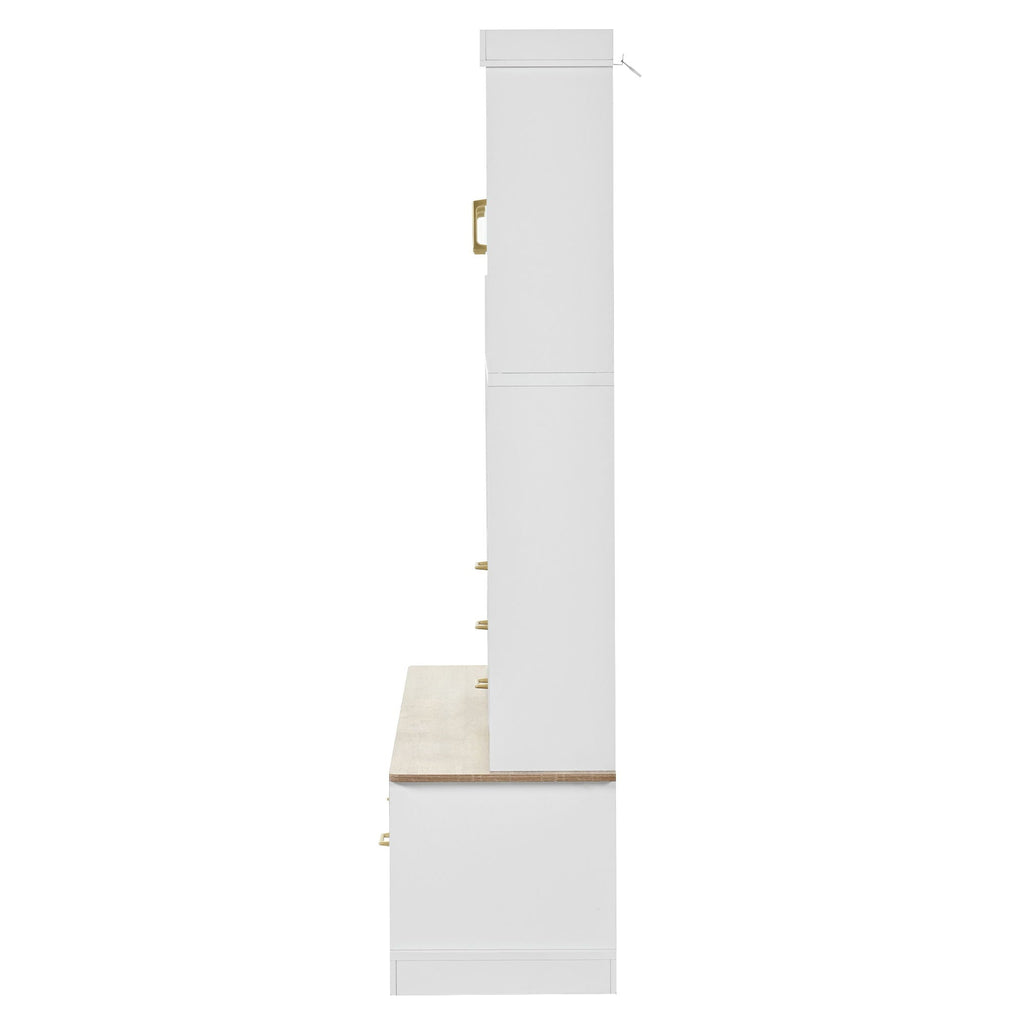 Entryway Hall Tree With Bench and Storage, 5 in 1 Coat Rack – Black or White