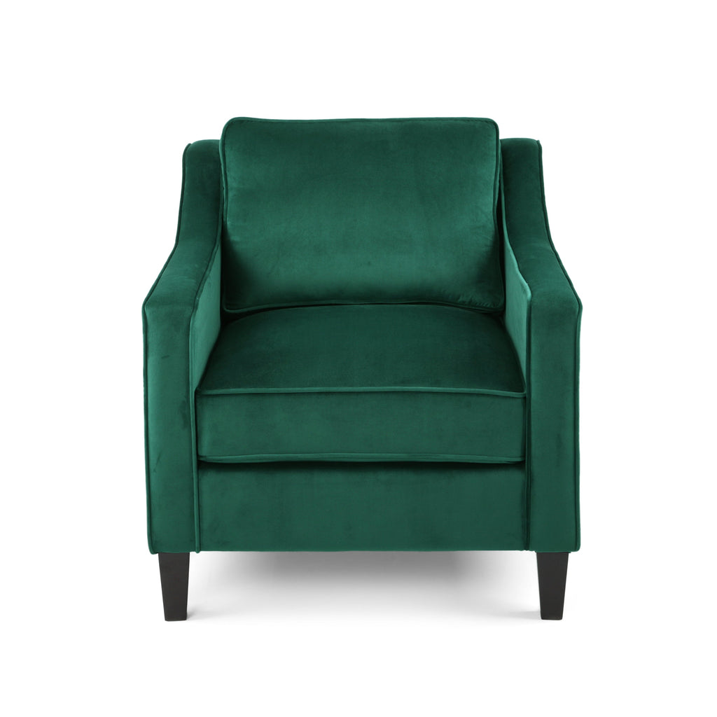Green Velvet Upholstered Club Chair with Upholstered Velvet - Green