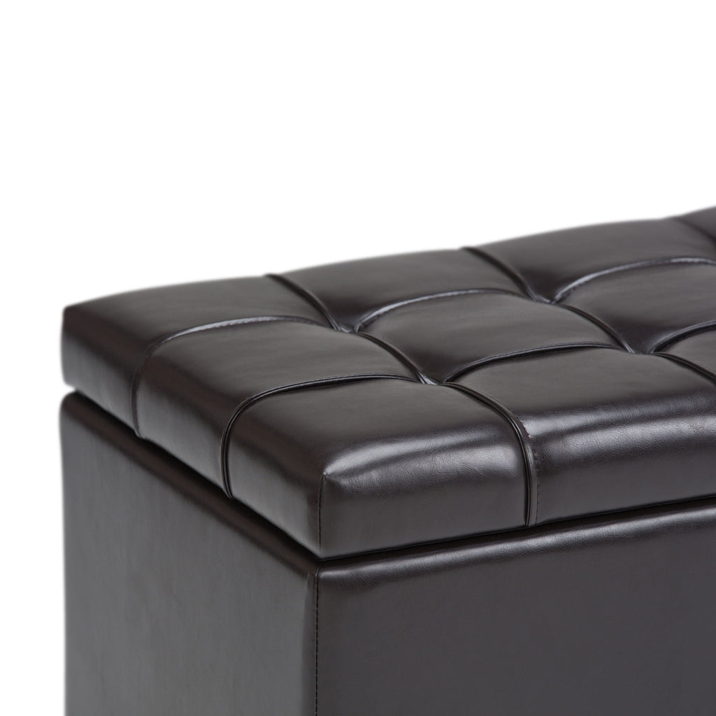 Upholstered Storage Ottoman Bench with Safety Hinge - Multiple Colors