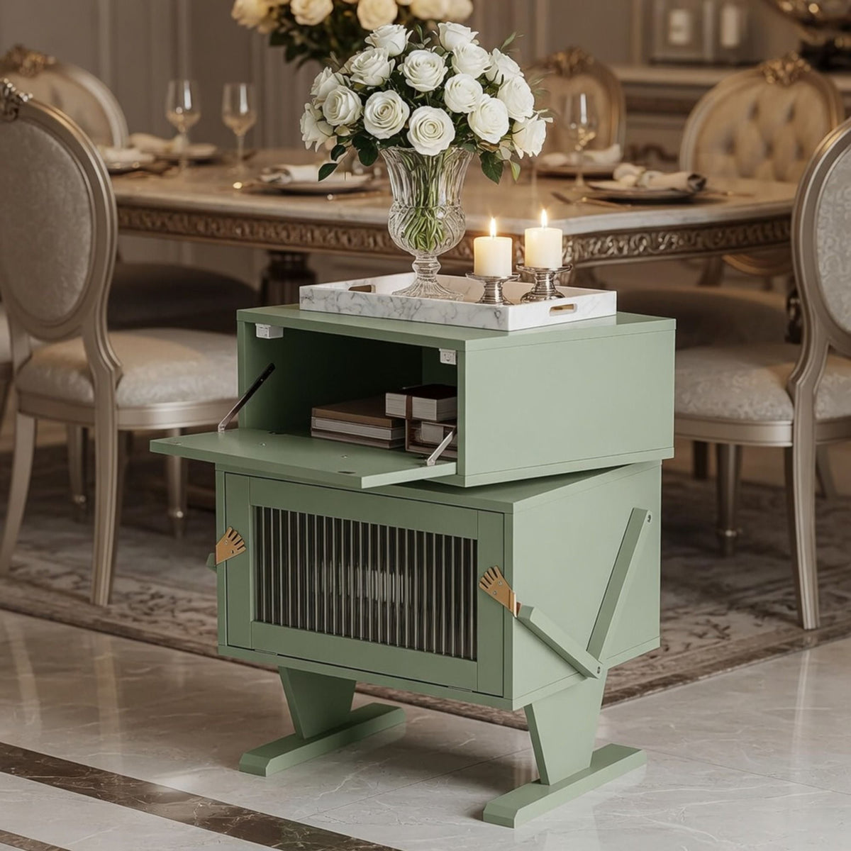 Robot LED Nightstand with 360° Rotating Drawer - White, Pink, or Green