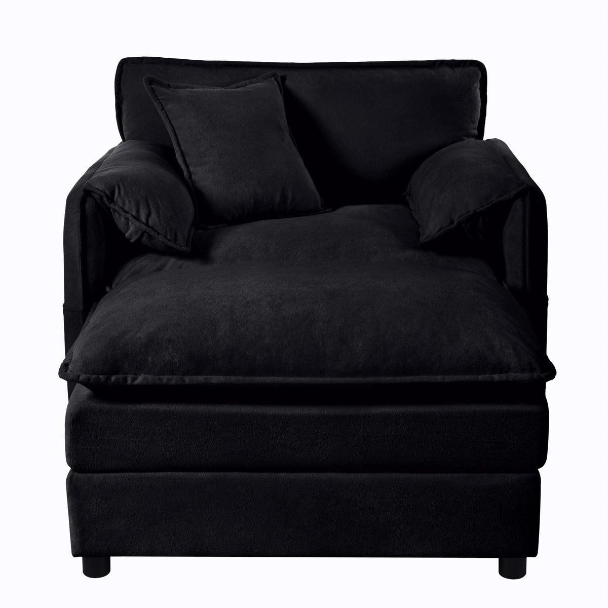 Oversized Chair & Ottoman with Soft Upholstery - Blue or Black