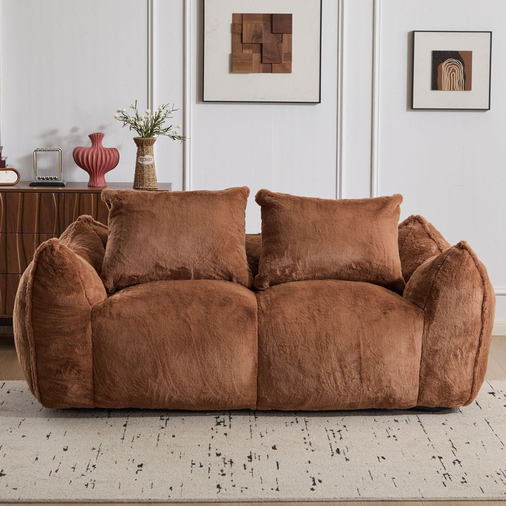 Ultra Soft Faux Fur Bean Bag Loveseat with Shredded Sponge Filling - Multiple Colors