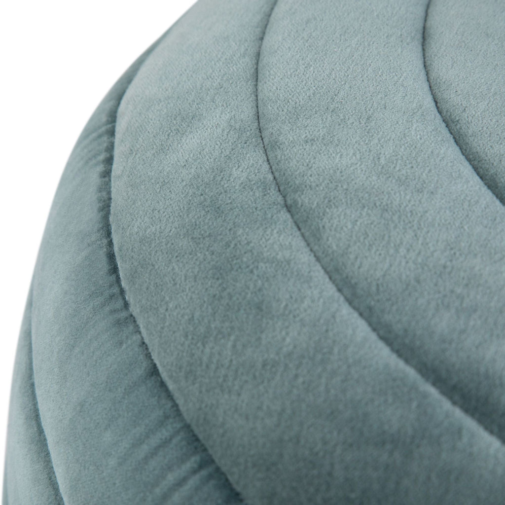 Upholstered Round Pouf with Supportive Polystyrene Filling - Light Blue