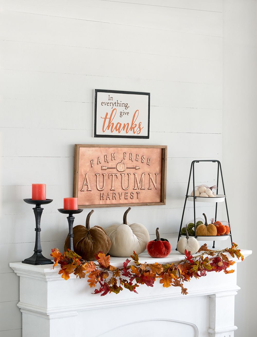 White Velvet Pumpkin Set with Mesh Bag - Sculptures & Figurines