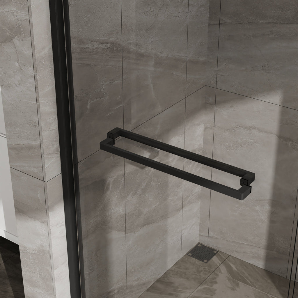 Double Sliding Glass Shower Door with Dual-Direction Opening - Clear Glass
