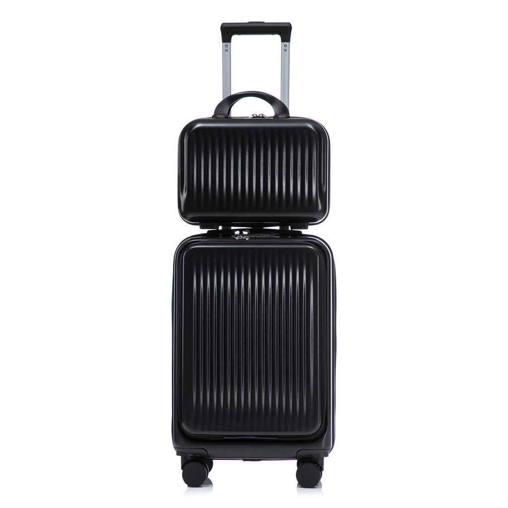 ABS Spinner Wheel Luggage Set with Cosmetic Case - Black