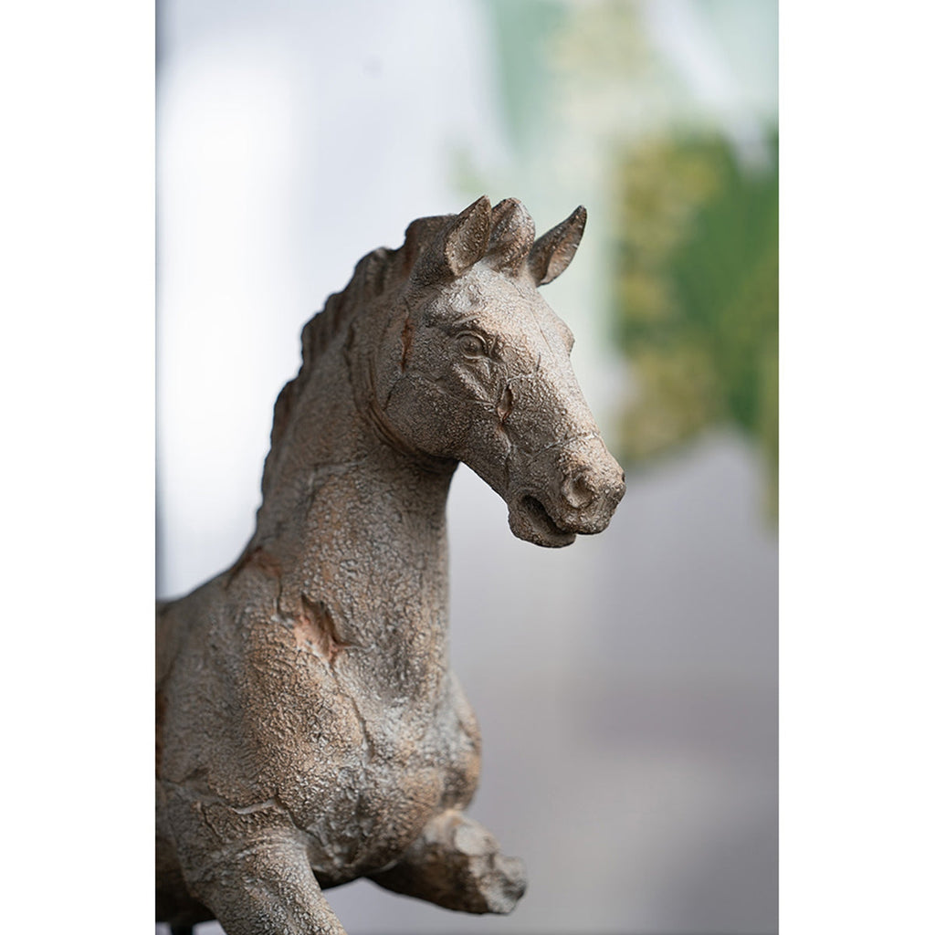Antique Horse Statue On Stand with Iron Base - Gray
