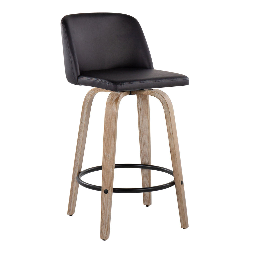 Toriano - Contemporary Fixed-Height Counter Stool & Swivel with Round Footrest (Set of 2)