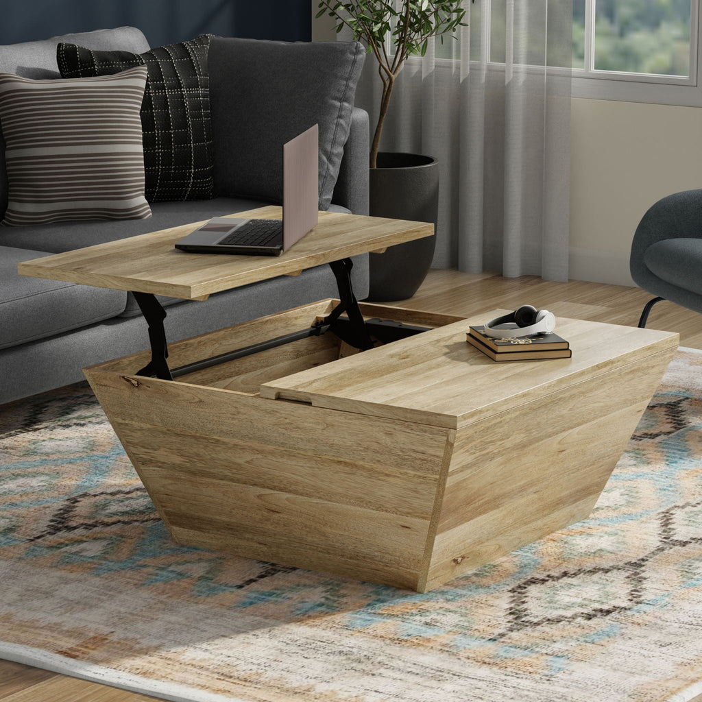 Handcrafted Square Coffee Table with Brass Trim - Multiple Finishes