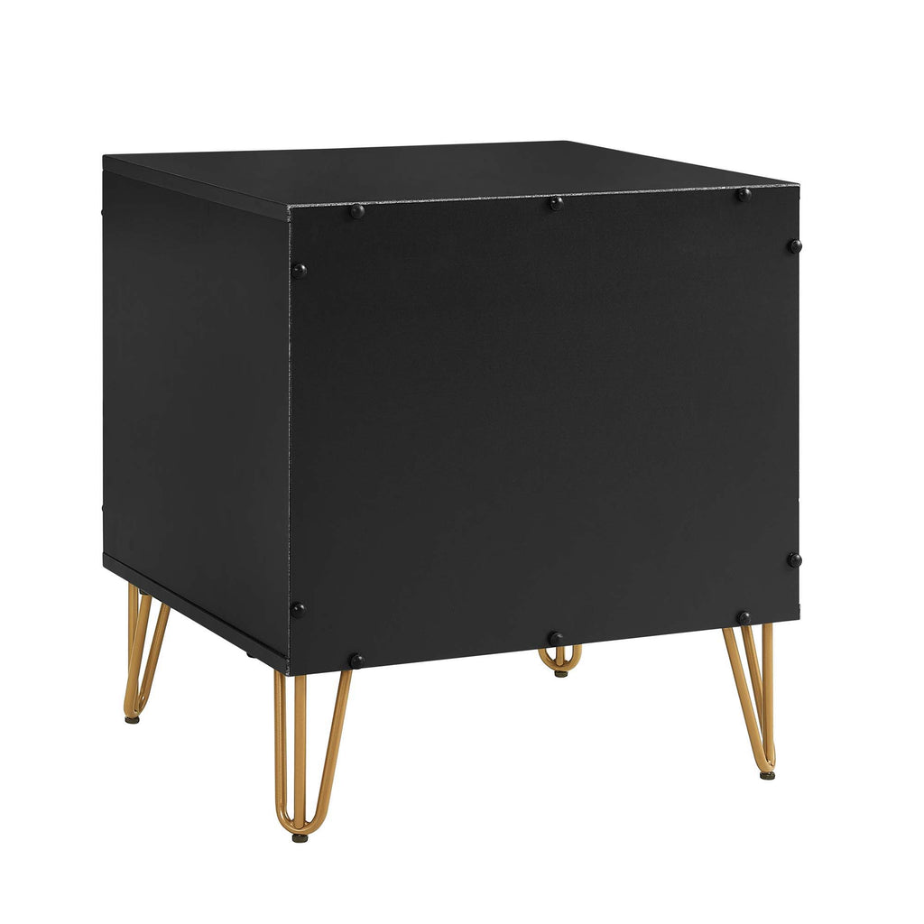 Modern Nightstand with Fluted Drawer and Metal Handles - Multiple Colors