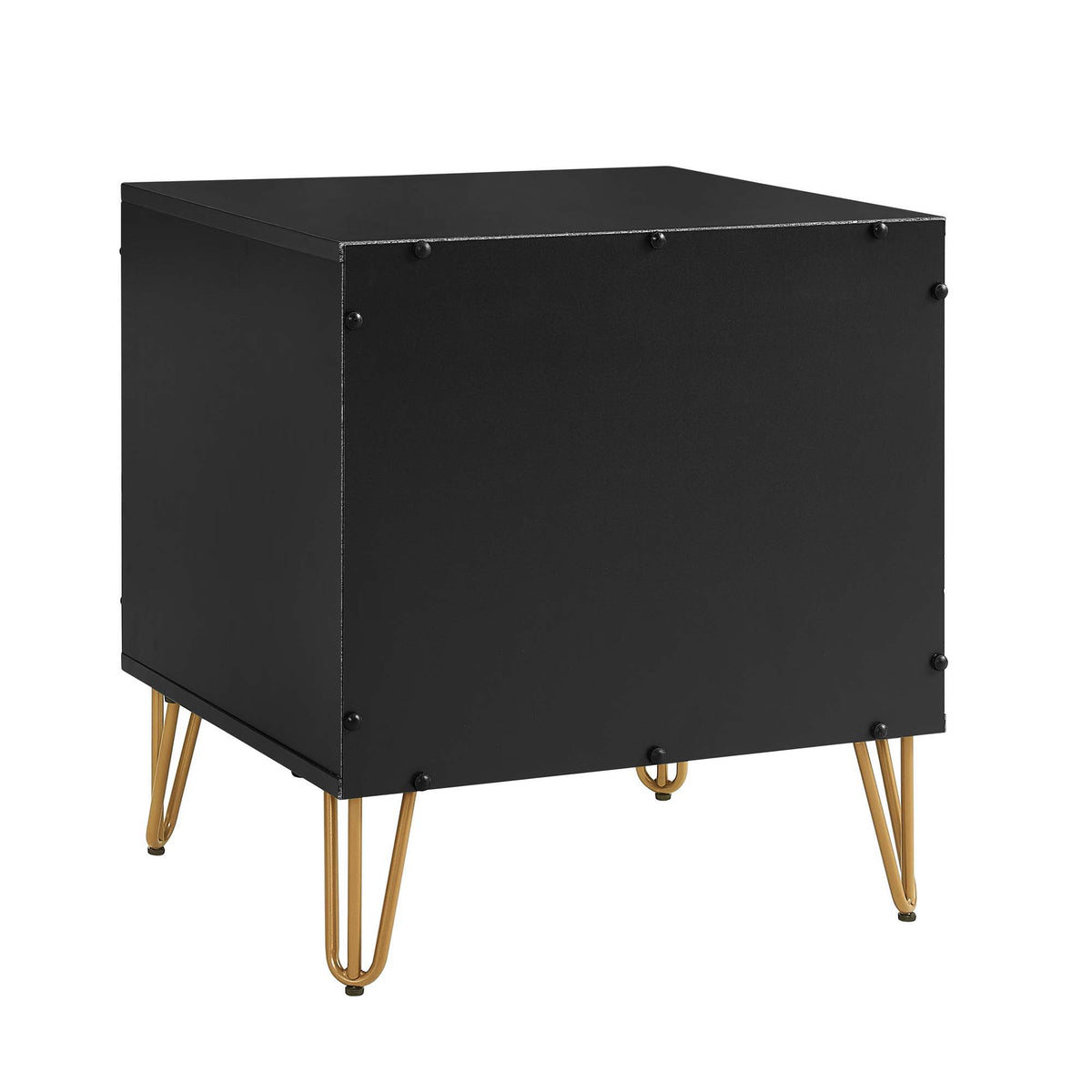Modern Nightstand with Fluted Drawer and Metal Handles - Multiple Colors