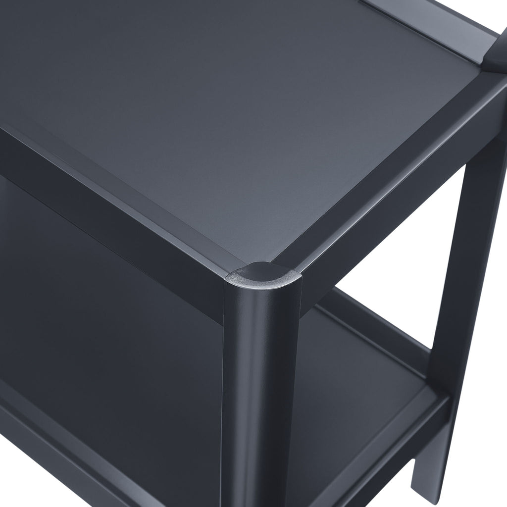 Solid Wood Nightstand with 2 Shelves - Black or White
