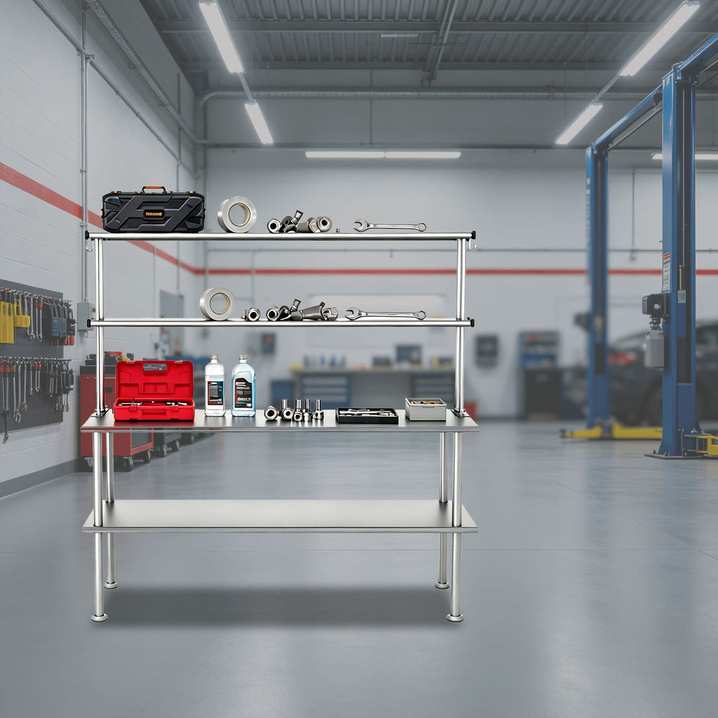 Stainless Steel Adjustable Kitchen Shelf with Adjustable Design - 60 Inch