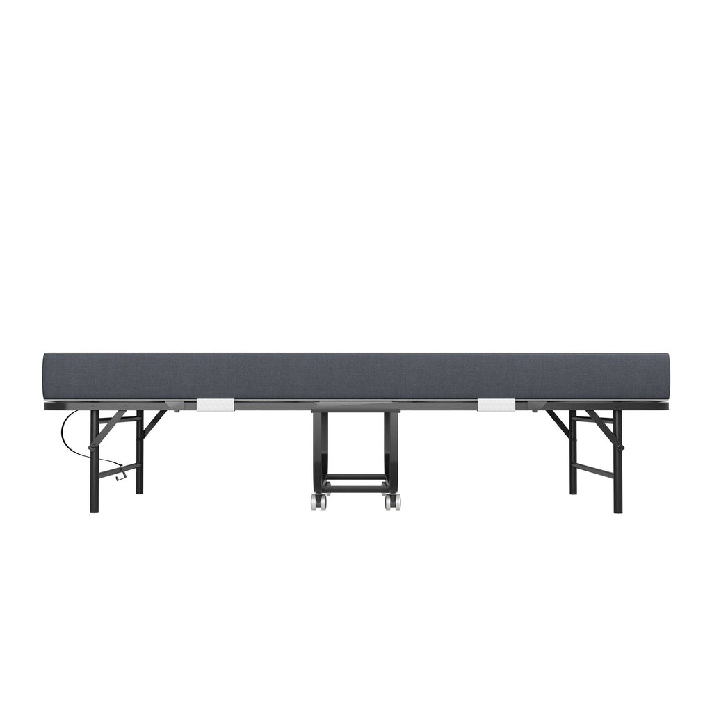 Twin Extra Long Folding Bed for Tall People with Memory Foam Mattress - Black