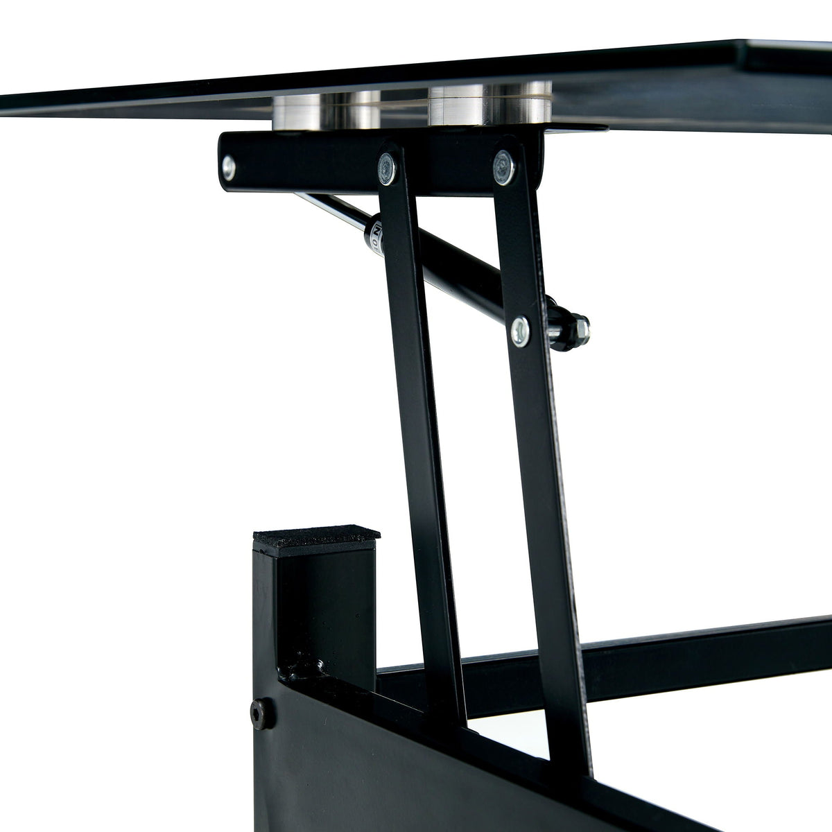 Glass Lift Top Coffee Table with Storage Shelf - Black