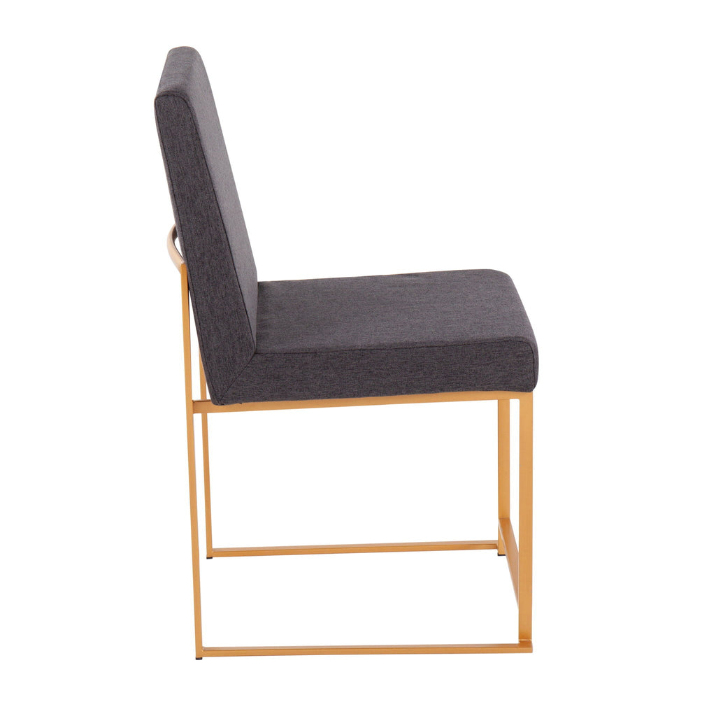 Contemporary High Back Dining Chair Set with Upholstered Seat - Multiple Colors