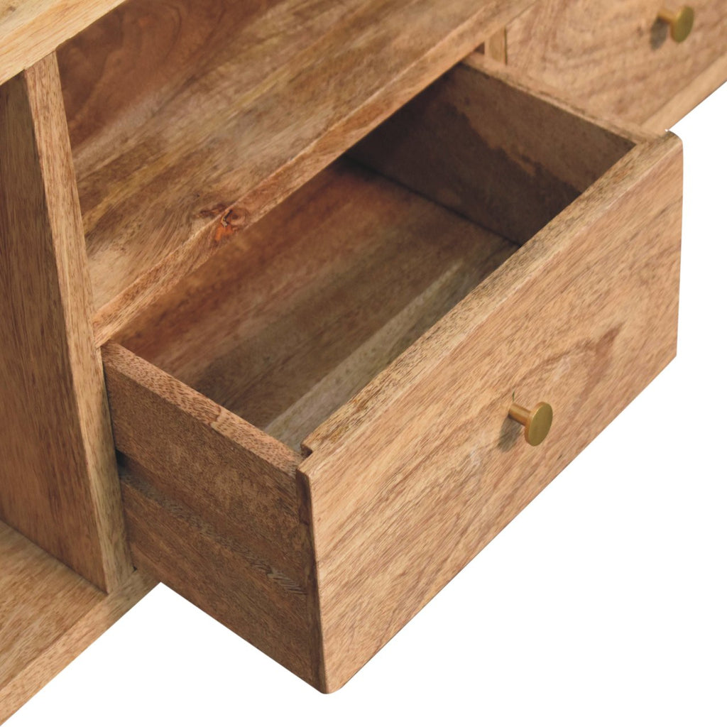 Solid Wood Nordic Media Unit with Ridged Design - Natural Oak