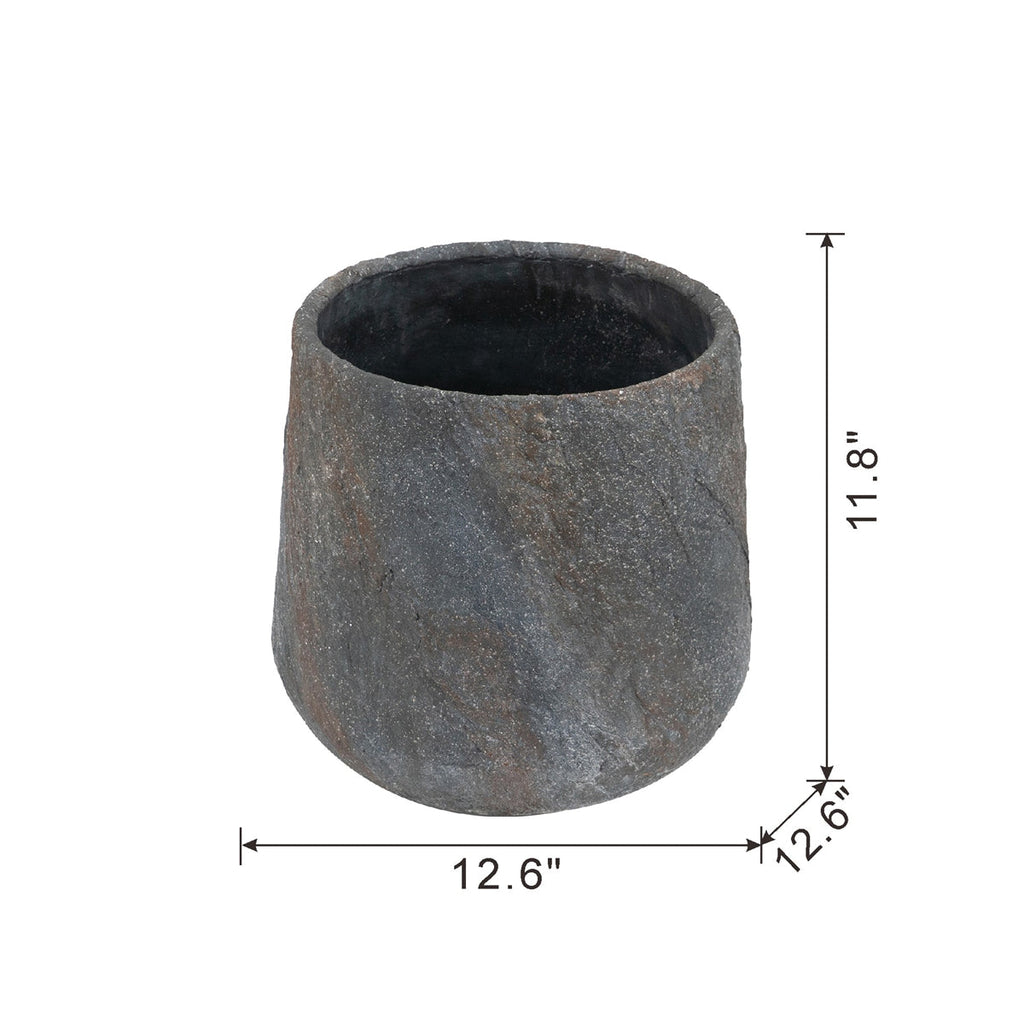Antique Gray Cement Planter Small with Durable Construction - Garden Pot