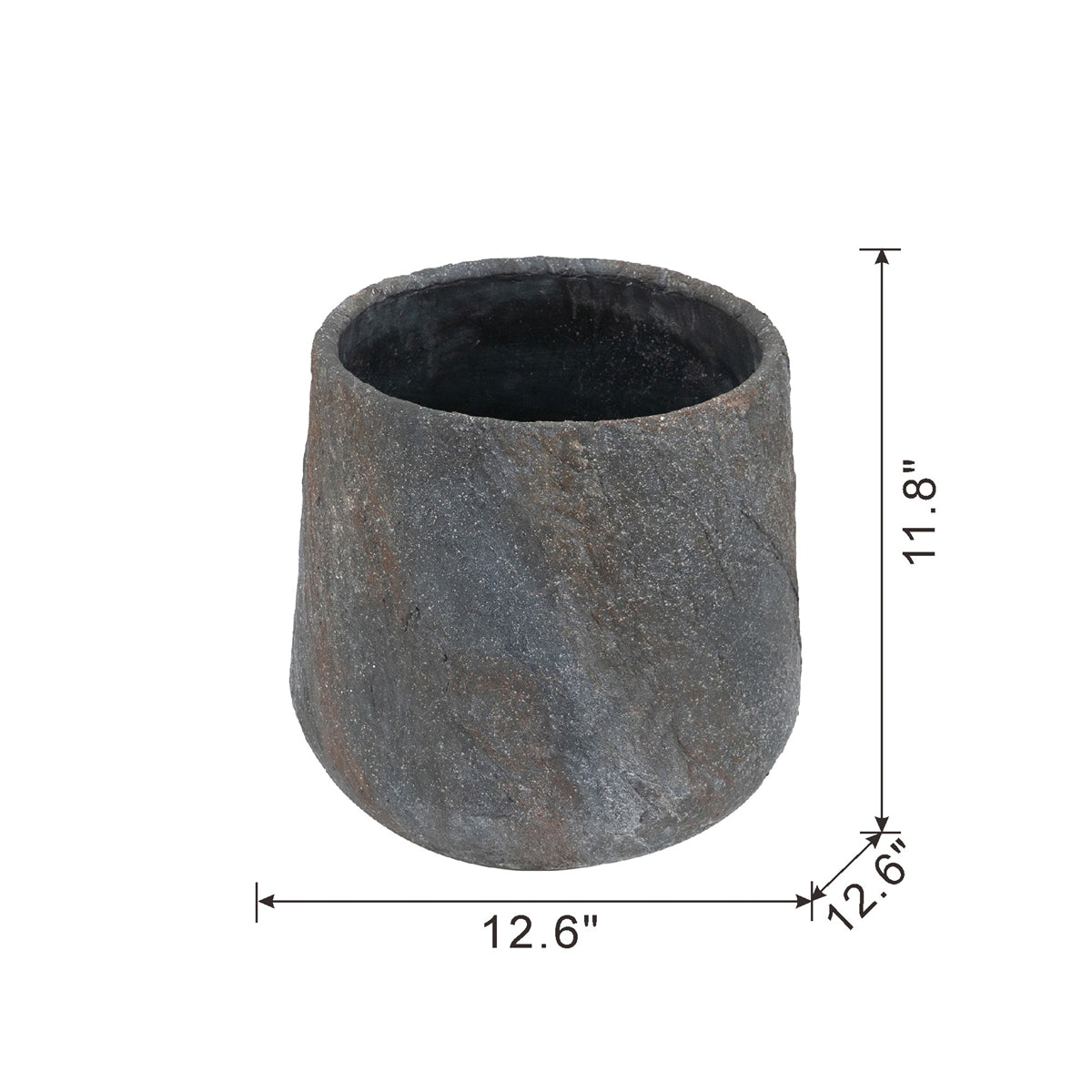 Antique Gray Cement Planter Small with Durable Construction - Garden Pot