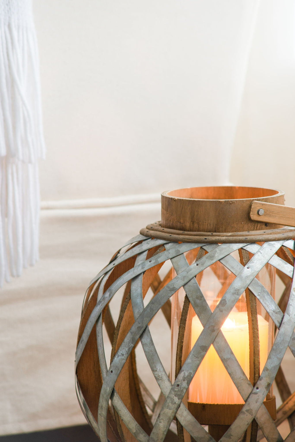 Decorative Lantern With Handle - Silver