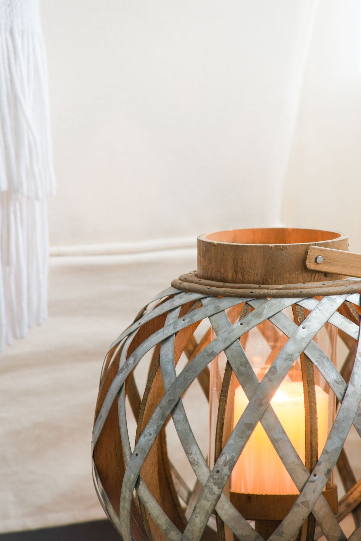Decorative Lantern With Handle - Silver