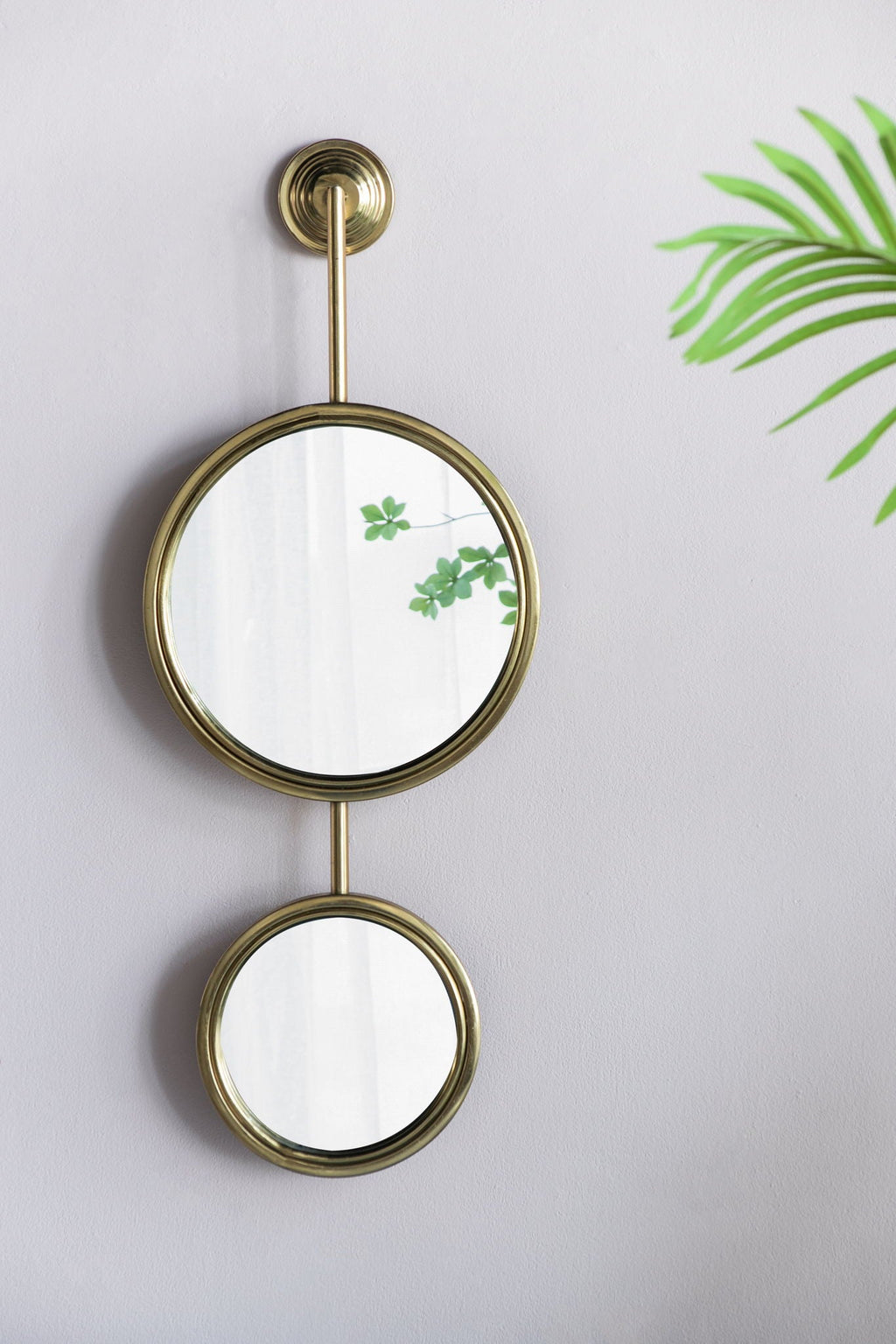 2 Circle Mirrors For Wall Decor in Gold