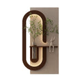 Adjustable LED Sandstone Wall Decor with 3D Art, Glass Vase & Rabbit Statue - Light Coffee