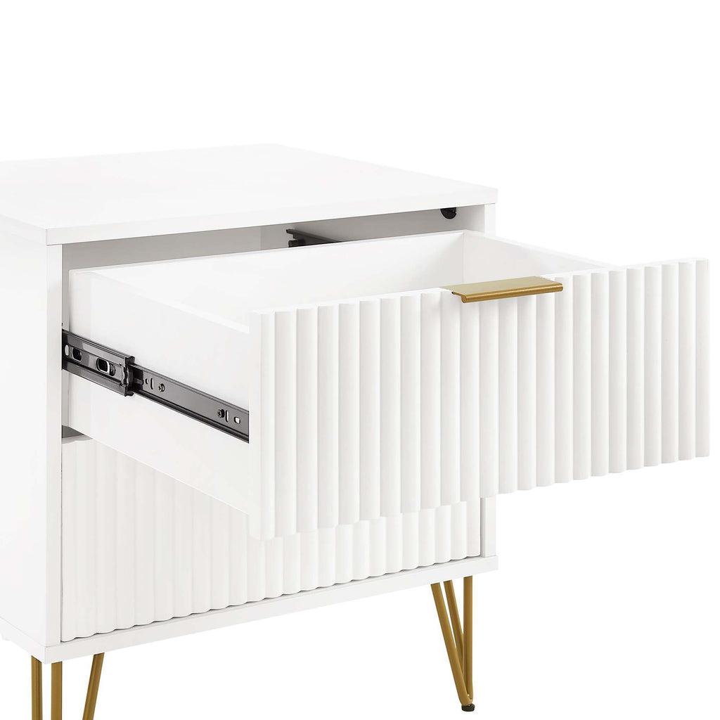 Dumbo Nightstand with 2 Drawers and Fluted Fronts – Multiple Colors