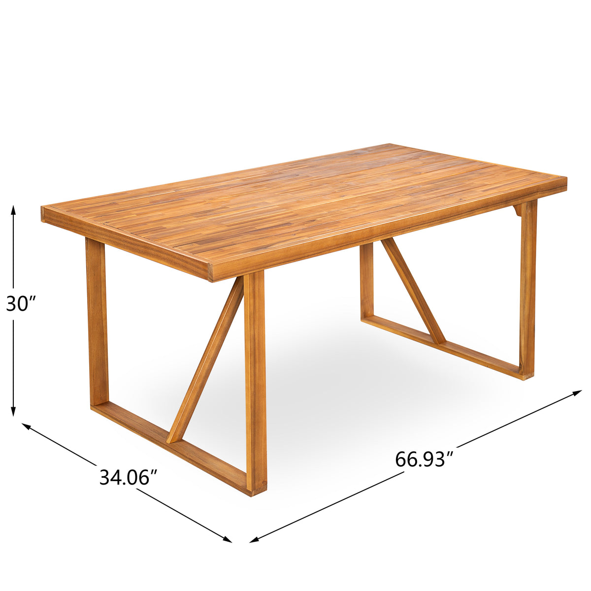 7 Piece Acacia Wood Outdoor Dining Set with Cushions - Teak Finish