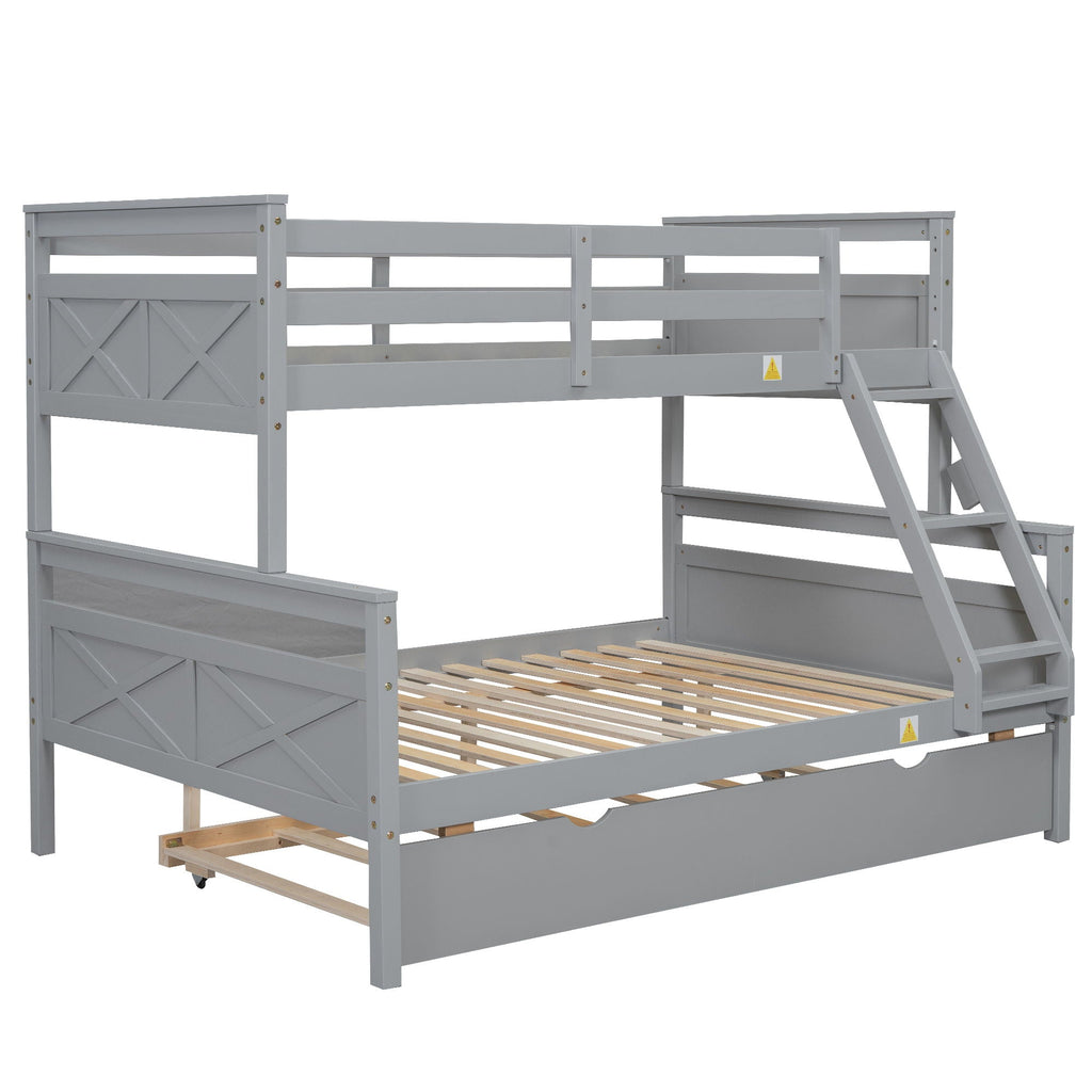 Twin Over Full Bunk Bed with Ladder and Storage Options - White or Dark Gray