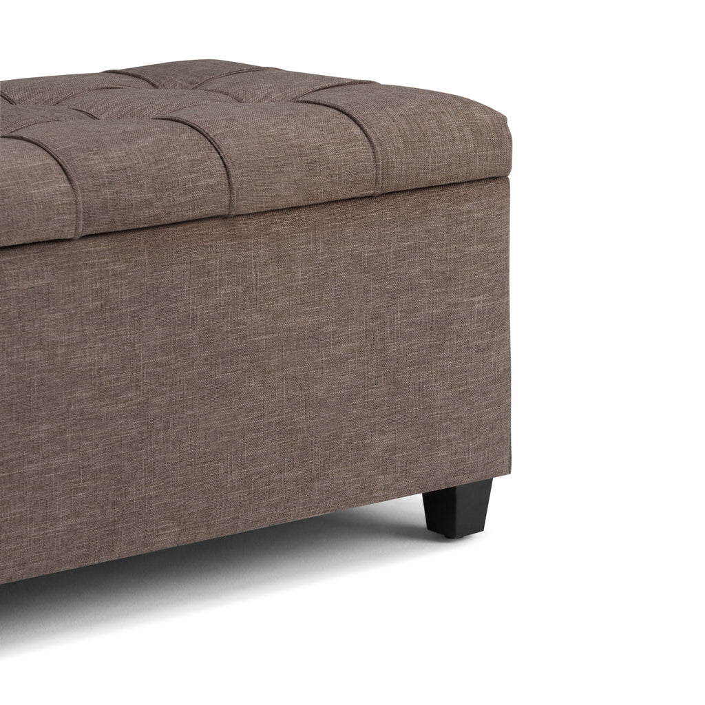 Upholstered Storage Ottoman Bench with Safety Hinge - Multiple Colors
