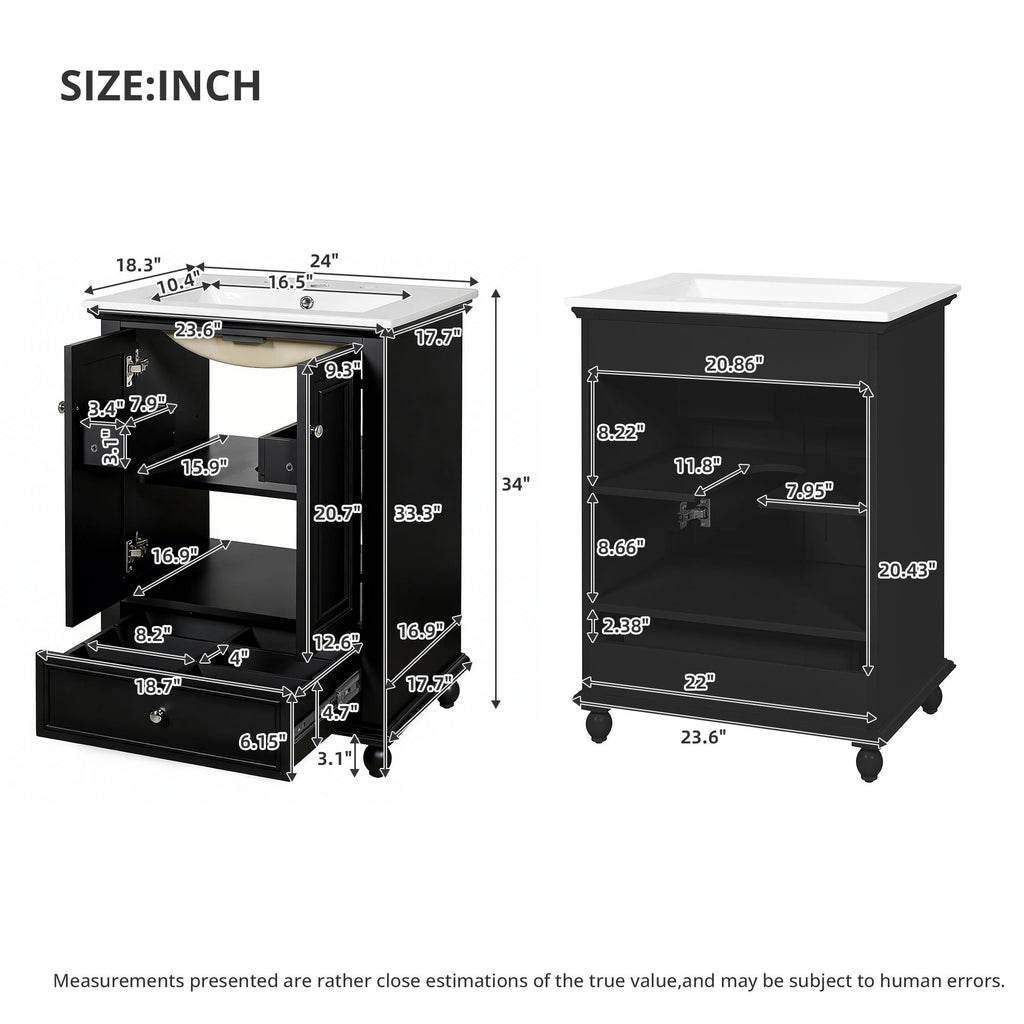 Modern Bathroom Vanity With Sink, Cabinet, And Drawers