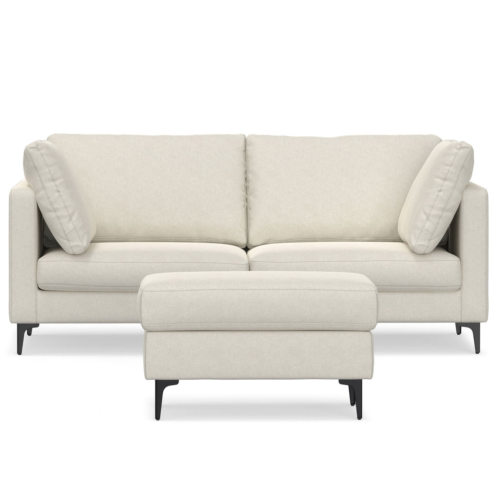 Mid Century Sofa With Ottoman Set in Performance Fabric - Dark Gray or Beige