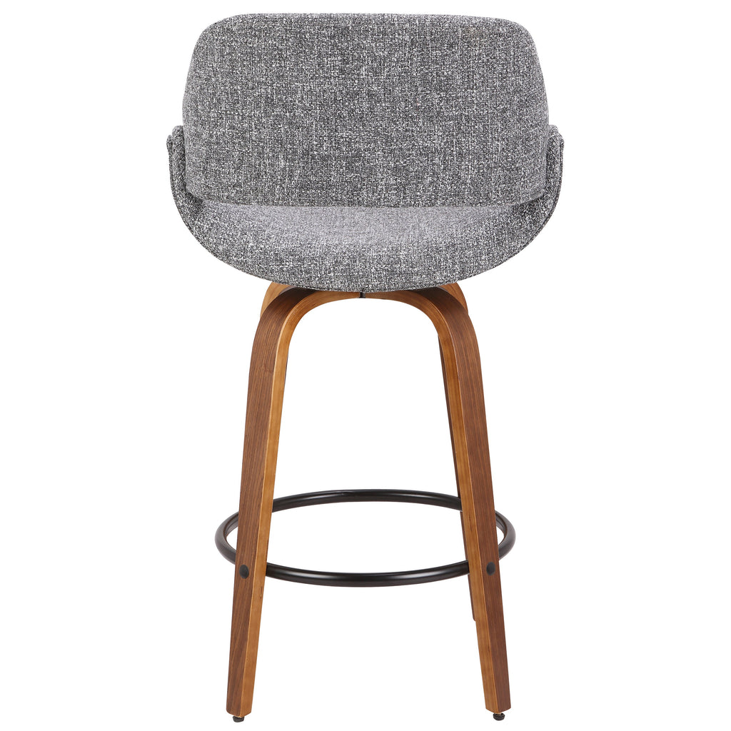 Mid-Century Modern Counter Stool with Padded Upholstery - Walnut