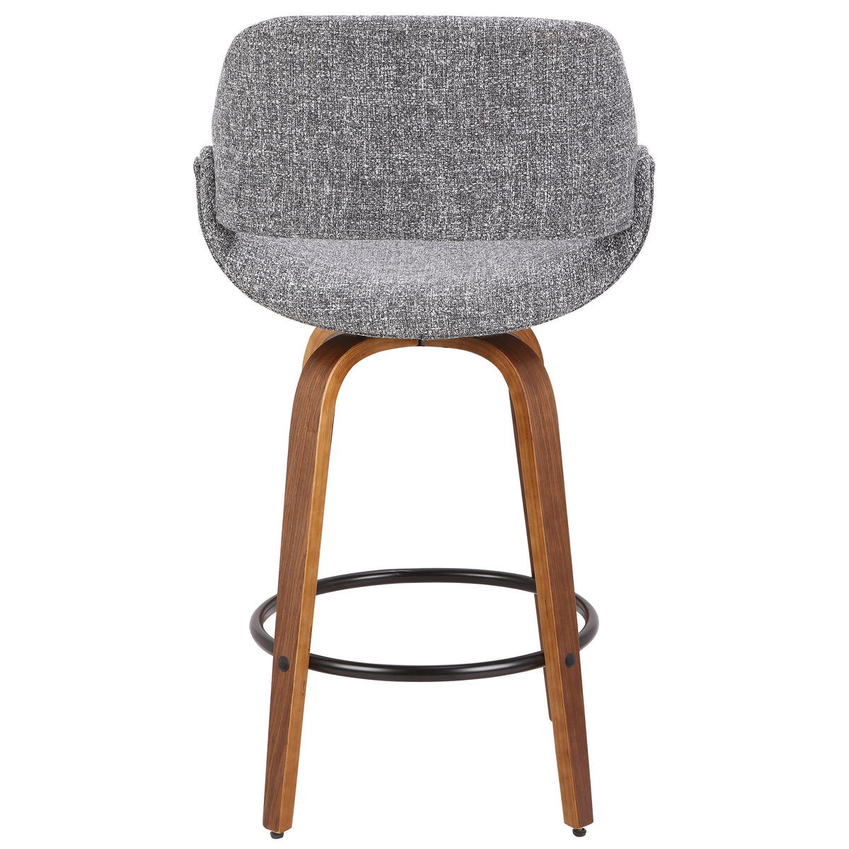 Mid-Century Modern Counter Stool with Padded Upholstery - Walnut
